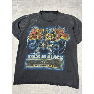 ACDC Shirt Mens Large‎ Black Liquid Blue Angus Caricature Y2K Band Rock Grunge